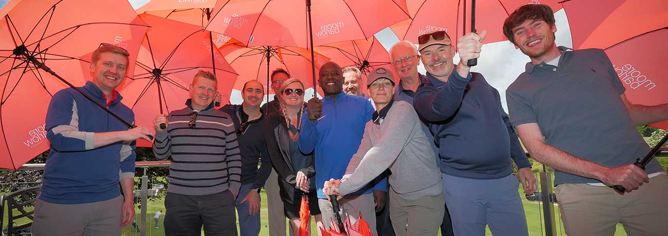 Moore Barlow team umbrellas